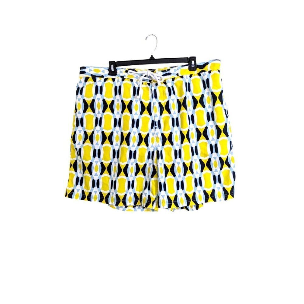Tailorbyrd Mens Size 48 NEW Board Swim Shorts Yellow Black Geometric Big Tall